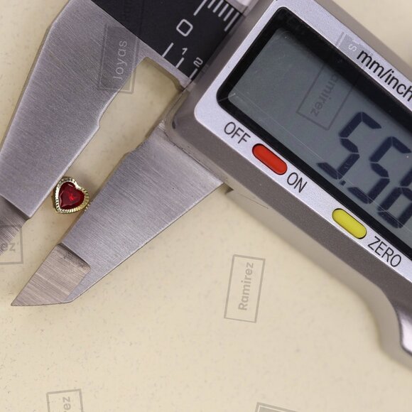 14K Gold Heart Stud Earrings • 5 mm Ruby CZ • July Birthstone Gift. - Picture 7 of 7